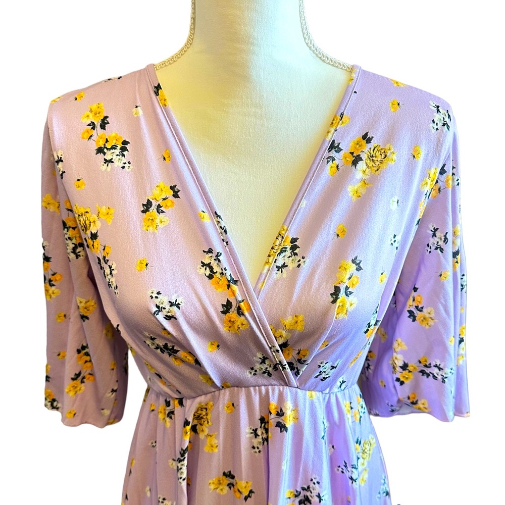 ASOS Maternity Kimono V-Neck Floral Midi Dress Sz 6 - Picture 6 of 7